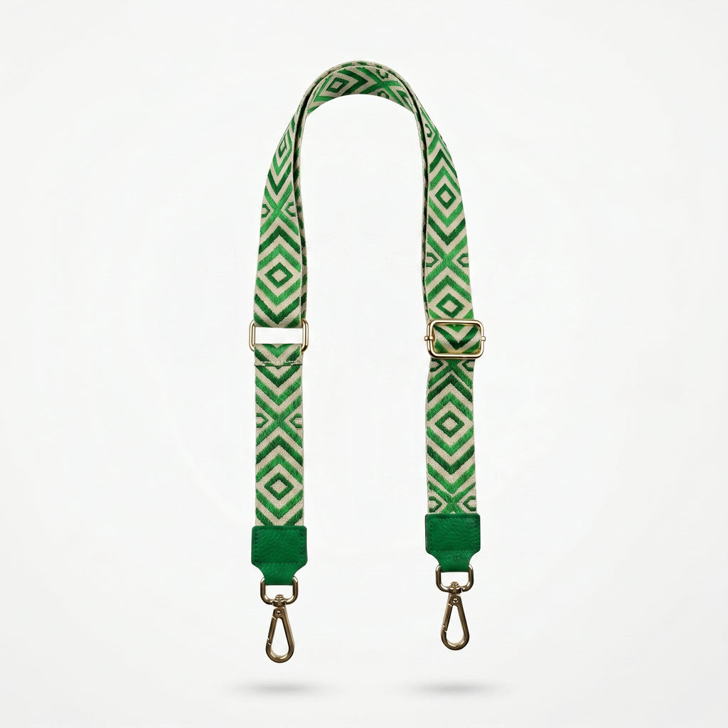 Tracolla per Borsa con Fantasia Geometrica Verde — Stile Donna Bags - Stile Donna Bags