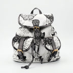 Zaino Adelina in Canvas Farfalle con Rifiniture in Ecopelle e Coulisse - Stile Donna Bags