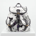 Zaino Adelina in Canvas Farfalle con Rifiniture in Ecopelle e Coulisse - Stile Donna Bags