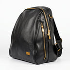 Zaino Enrico Coveri Nero con Tracolla – Pelle Martellata e Dettagli Oro - Stile Donna Bags