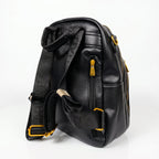Zaino Enrico Coveri Nero con Tracolla – Pelle Martellata e Dettagli Oro - Stile Donna Bags