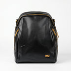 Zaino Enrico Coveri Nero con Tracolla – Pelle Martellata e Dettagli Oro - Stile Donna Bags