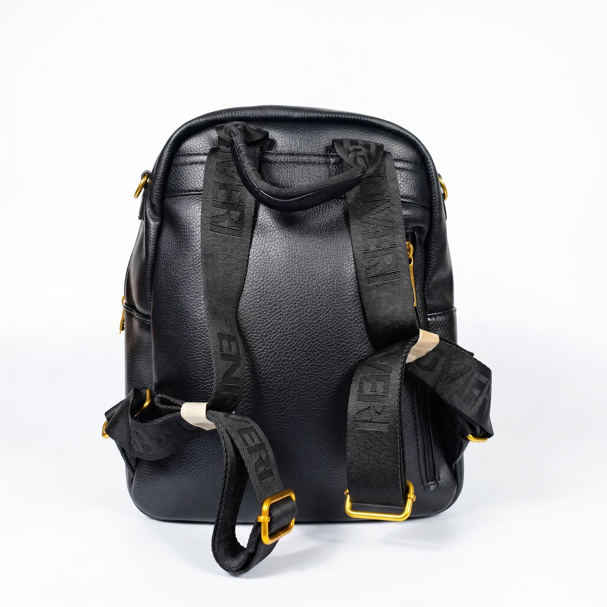 Zaino Enrico Coveri Nero con Tracolla – Pelle Martellata e Dettagli Oro - Stile Donna Bags