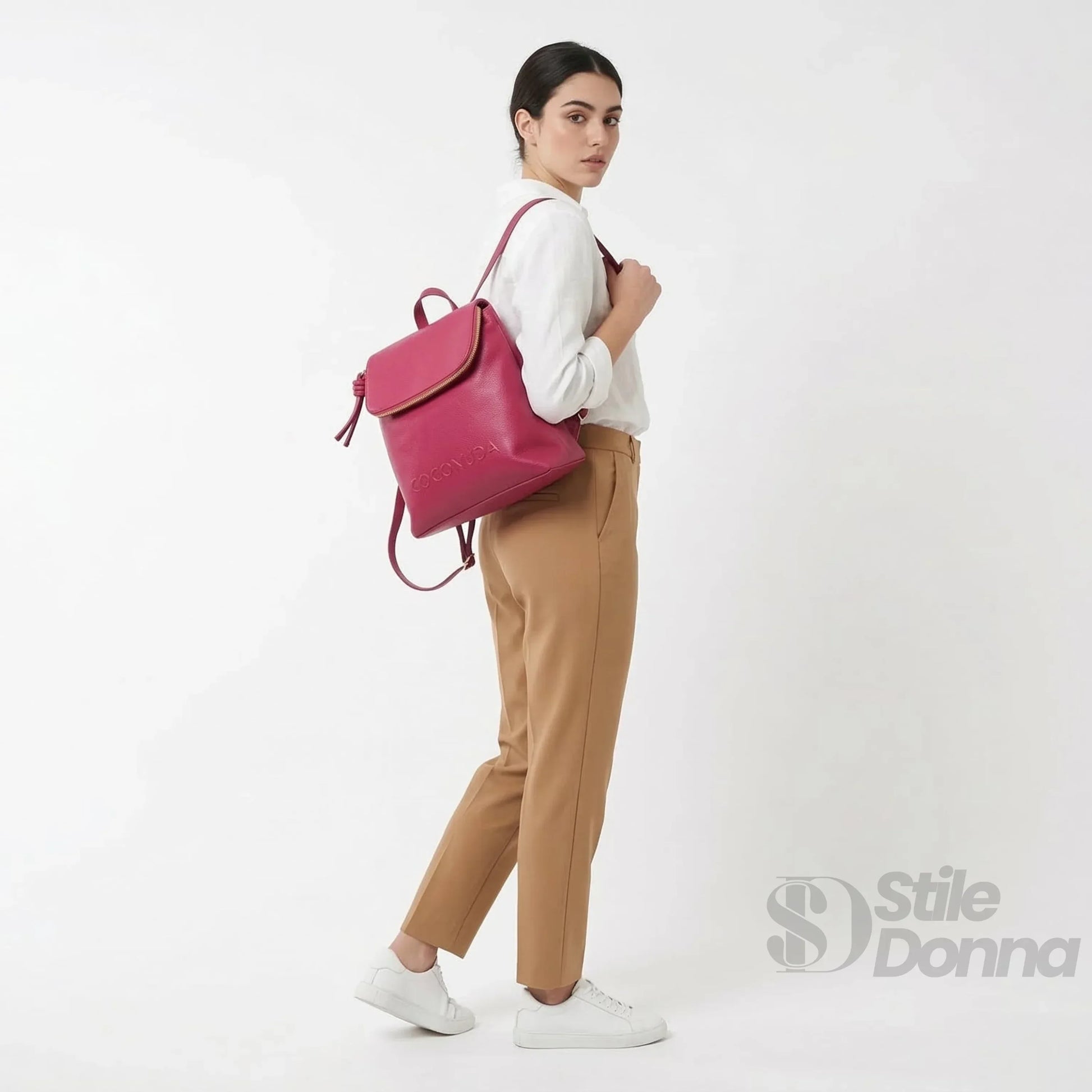 zaino-rosso-coconuda-con-spallacci-regolabili-pelle-fucsia-154 - Stile Donna Bags